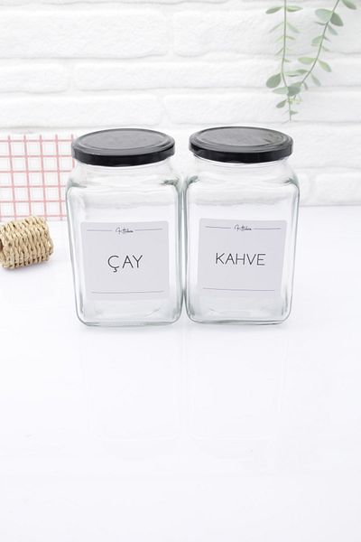 zezedesing Glass Tea-Coffee Storage Jar with Black Lid 1000ml
