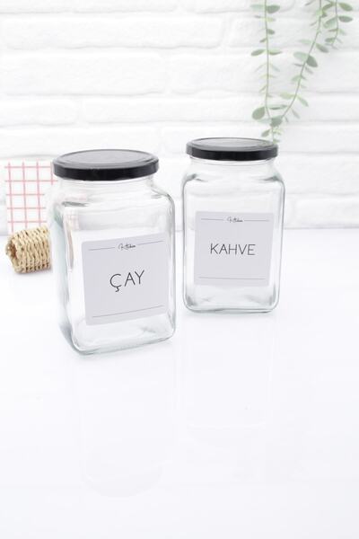 zezedesing Glass Tea-Coffee Storage Jar with Black Lid 1000ml