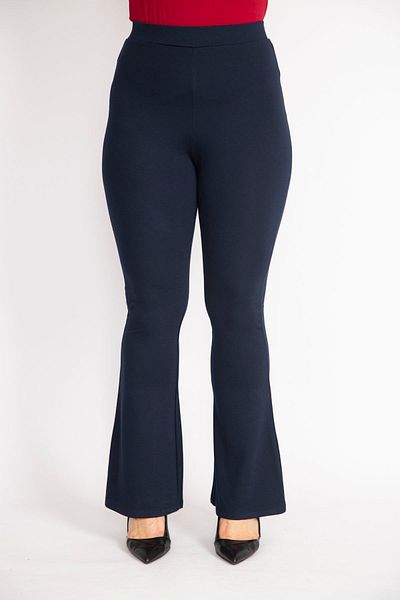 Şans Γυναικείο κολάν Navy Blue Large Size Wide Leg 65n36365