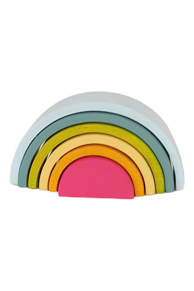 kırtkırt ahşap Waldorf Rainbow Set of 6 Pegli - Pastel Colors Wooden Toy