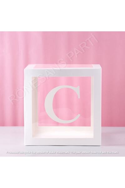 Genel Markalar Star Beyaz Şeffaf Balon Kutusu C Harfli 25x25 Cm