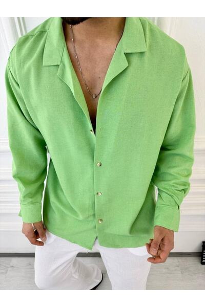 elkumoda Gömlek Oversize Terletmez Kumaş Bol Kesim Salaş Keten Gömlek