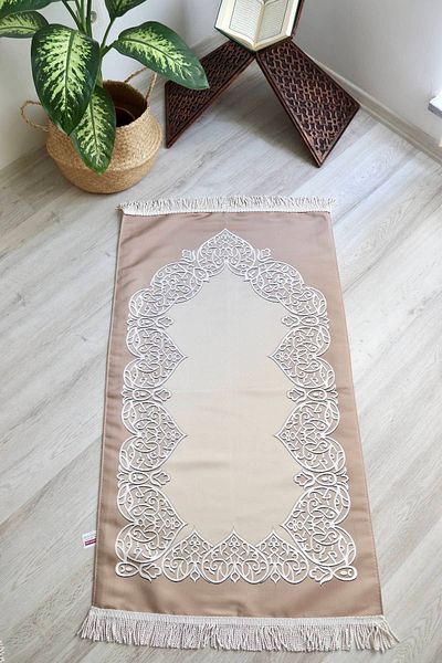 Bilenler Lined Luxury Dowry Prayer Rug S1022 Beige