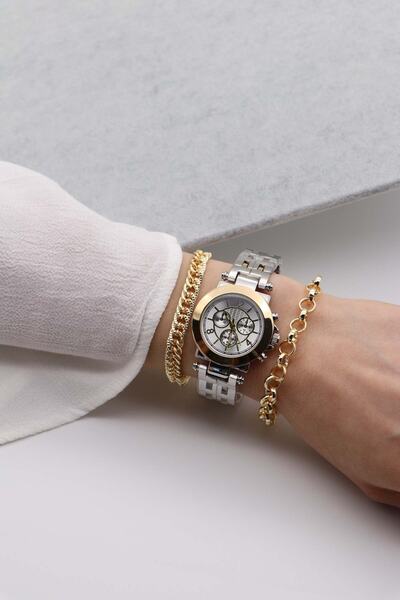 Northwatch Pasha Kadın Çelik Çift Kordonlu Kol Saati & Yanındaki Bileklikler ...