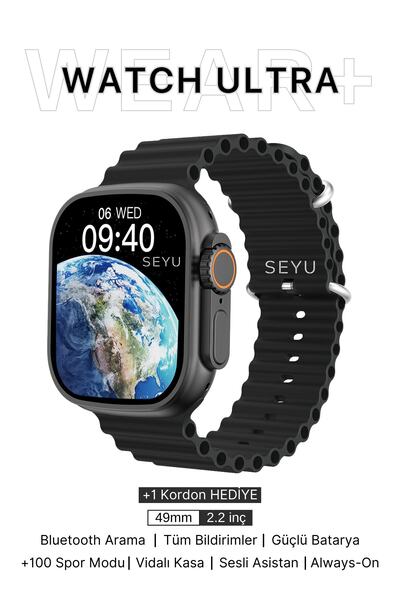 SEYUWATCH Watch Ultra 9 Plus Siyah Akıllı Saat Iphone Ve Android Tüm Telefonl...
