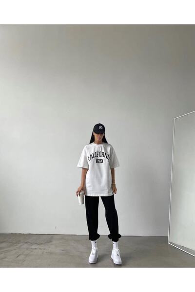 Machetta Plus Size Women's High Waist California USA Printed Tracksuit T-shirt Summer Suit