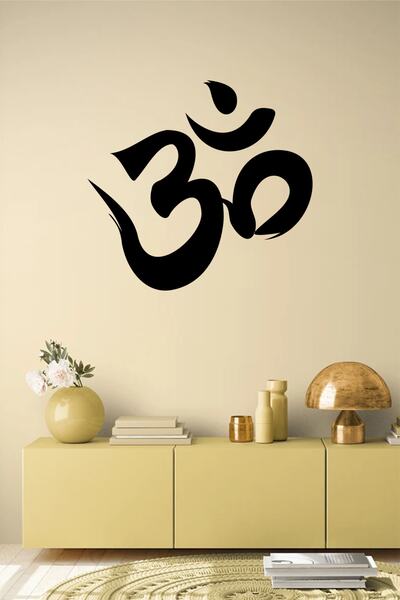 efekt reklam Om Yoga Sembolü Siyah Cam Salon Yatak Odası Balkon Ev Yapışkanlı...