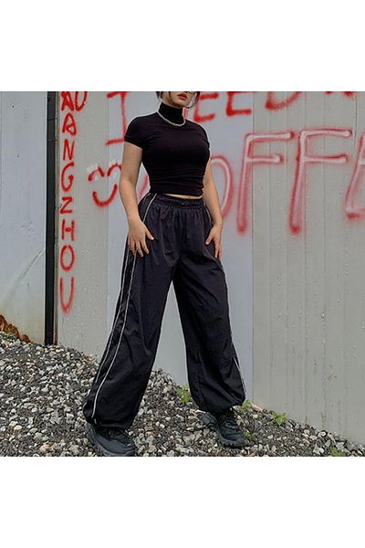 Touz Φούτερ Harajuku με φερμουάρ με διπλή γραμμή Tracksuit Oversize