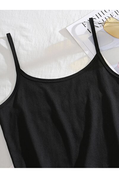 Liona Women's Black Color Wide Collar Strap Super Crop Tank Top