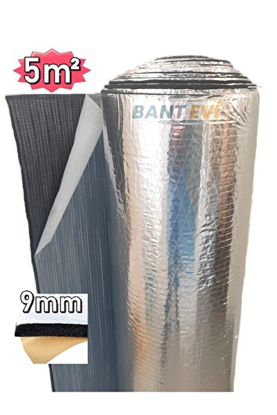 BANT EVİ Oto Ses Yalıtım Malzemesi Folyolu 5m2 Araç Karavan Ses Isı Izolasyonu Süngeri 9mm Yapışkanlı