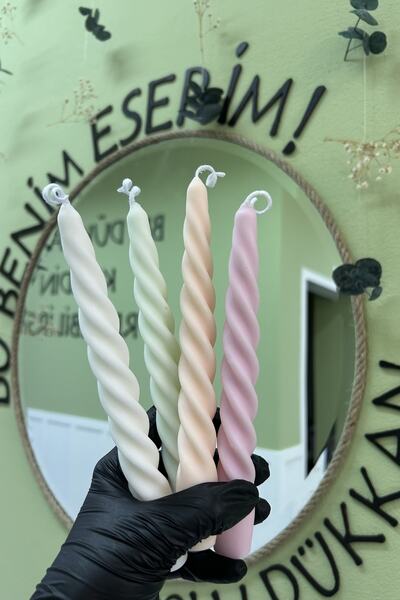 Bi' Dolu Dükkan Pastel Turuncu Şamdan Mum - Şamdan Için Soya Mumu