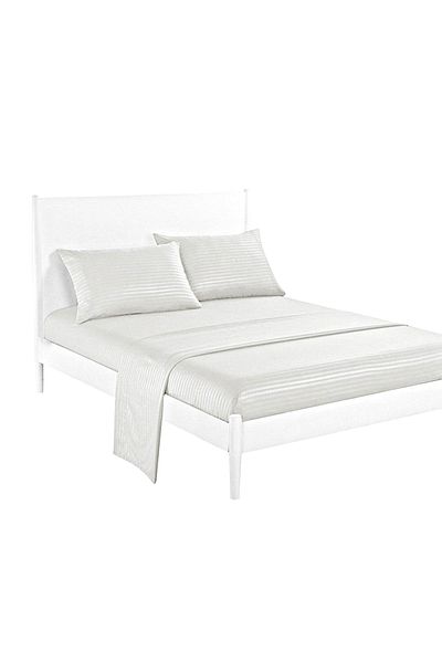 Evlen Home Collection Σετ Παπλωματοθήκη 4 τεμαχίων Βαμβακερή Σετ Παπλωματοθήκη Σατέν Ριγέ Κρέμα | Ξενοδοχείο Παπλωματοθήκη