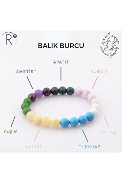 R2 AKADEMİ Balık Burcu Bileklik Doğal Taş