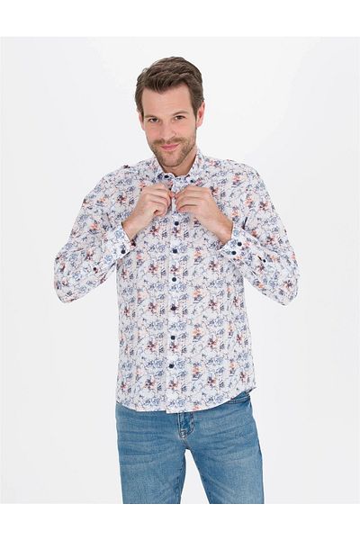 Pierre Cardin Тъмносиня риза с дълъг ръкав Slim Fit