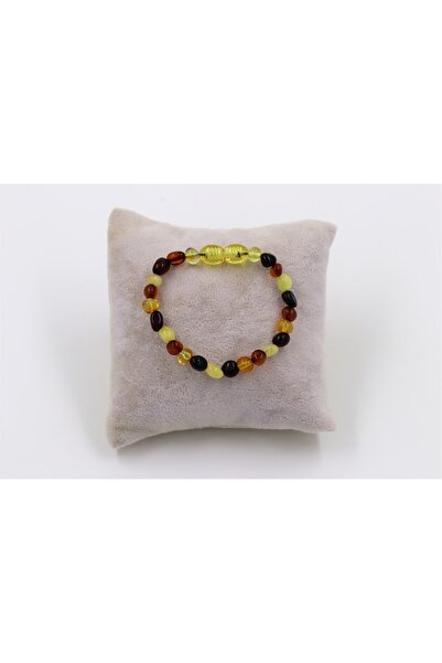 MYTAKIAĞACIMFH سوار من حجر العنبر الطبيعي للأطفال معتمد (MIX) مع مشبك (معتمد)