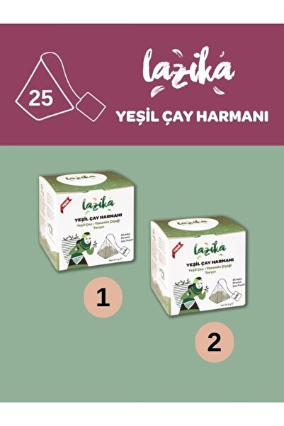 LAZİKA ( 2'li Set) Yeşil Harman Yasemin Çiçeği Tarçın (2*37,5 G)-Pla Piramit ...
