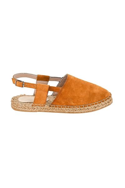 NOOSY Women's Genuine Leather Handmade Tan Espadrille