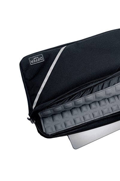 Differ Studio 13-14-15,6 инча черен кожен детайл унисекс калъф/чанта за лаптоп/макбук/ноутбук