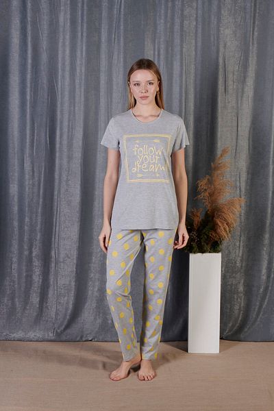 BAŞAKSU COLLECİTON Başaksu Collection - Double Colored Round Collar Pajama Set