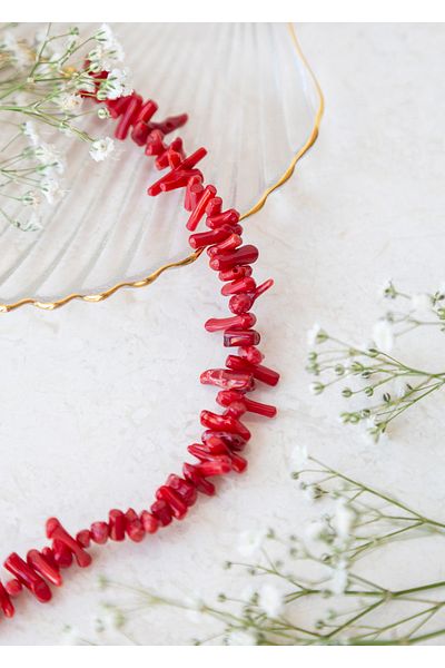CHARMLUCKY Red Coral Heart Necklace