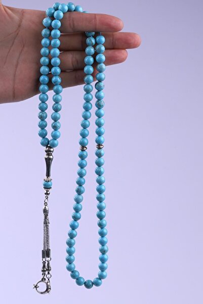 Haremi Turcoaz Piatră Naturală 99 Mărgele Rozariu 8 mm Sferă Tăiată