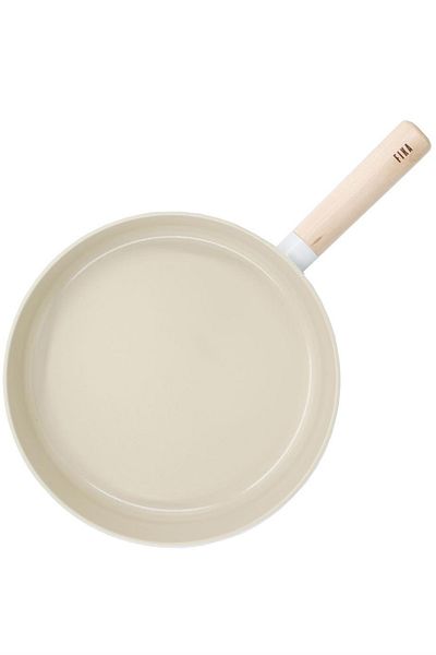NEOFLAM Cast Iron 28 Cm Beige Pan with Wooden Handle