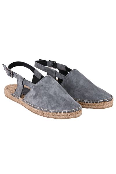 NOOSY Espadrile de damă din piele naturală, lucrate manual, gri