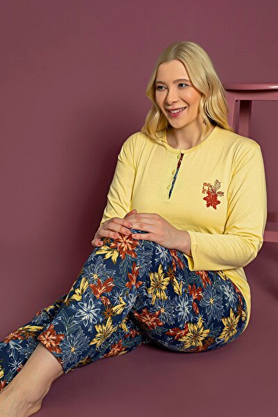 nisaNCa Long Sleeve 100% Cotton Plus Size Mother's Pajama Set - Mother's Special Series