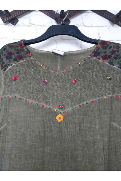 anne moda ankara Αυθεντικό, 100% βαμβακερό, μακρυμάνικο, δύο τσέπες, ολόσωμο καλοκαίρι, μακρύ φόρεμα