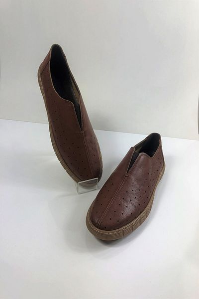 Tabak Deri Genuine Leather Men's Sandal Model Flats Daily Soft and Comfortable-brown
