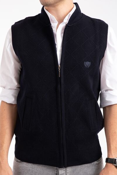 Mutlu City Чоловічий трикотажний светр середнього віку та старше Акриловий зимовий светр з блискавкою 2073-синій