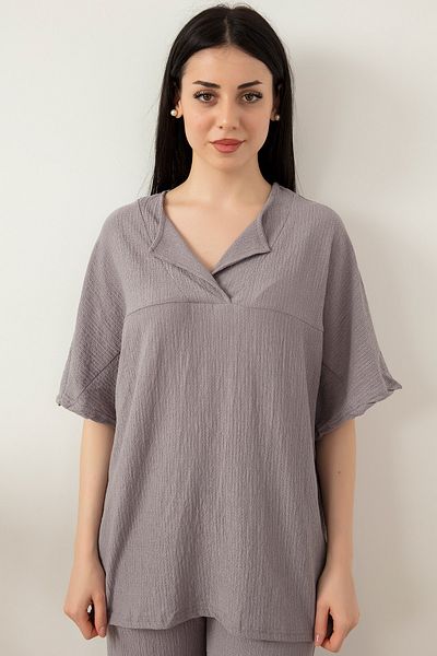 PULLIMM Costum dublu pantaloni cu guler cu fante 6782