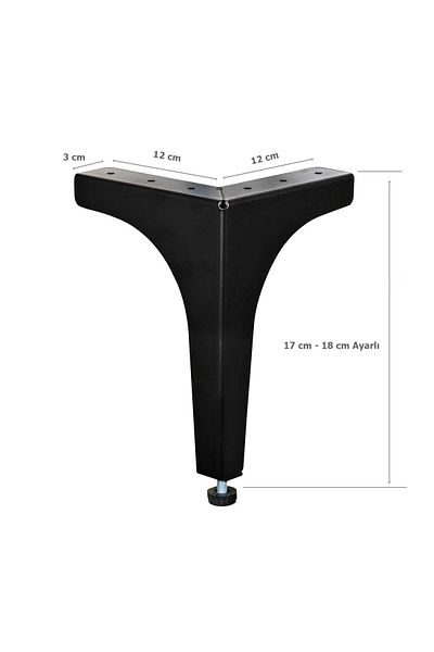 EYM 4 Bucăți Klas Foot Metal 17 Cm Negru Mat Mobilier Picior Scaun
