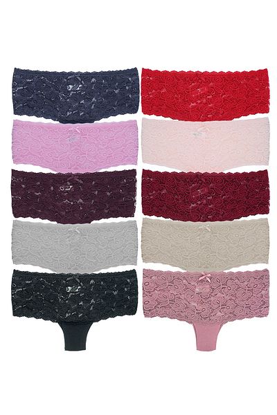 Zena Pachet de 10 pantaloni scurti de damă din dantelă