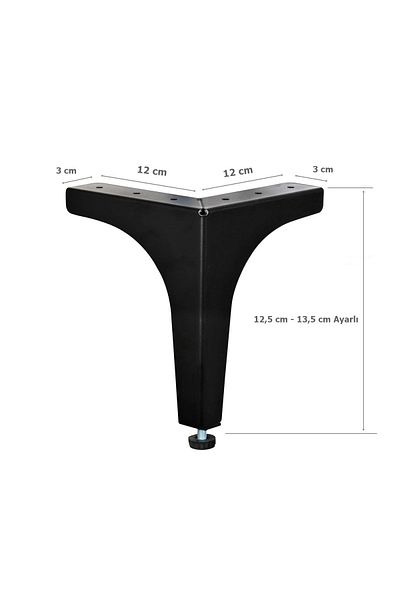 EYM 4 Bucăți Klas Foot Metal 12,5 Cm Negru Mat Mobilier Picior Scaun