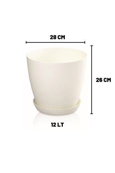 Melkan Home Dekoratif Begonya Saksı 12 Litre Beyaz