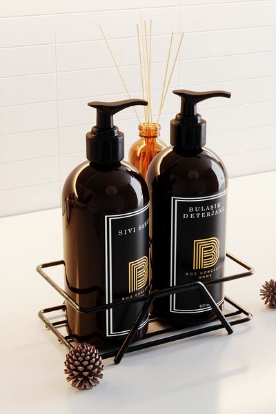 boz concept home Κεχριμπάρι πλαστικό μπουκάλι με μεταλλική βάση, απορρυπαντικό πιάτων και δοσομετρητή υγρού σαπουνιού με ετικέτα 400 ml