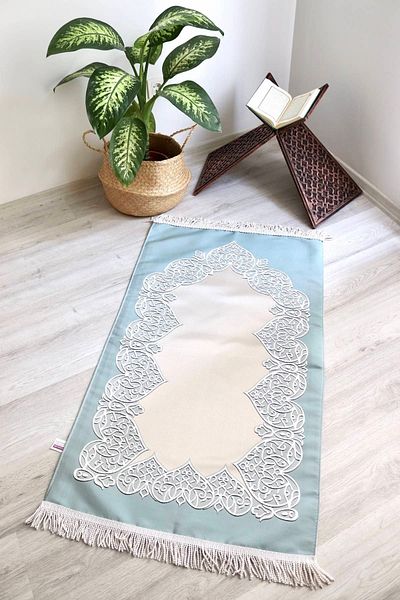 Bilenler Lined Luxury Dowry Prayer Rug S1022 Blue