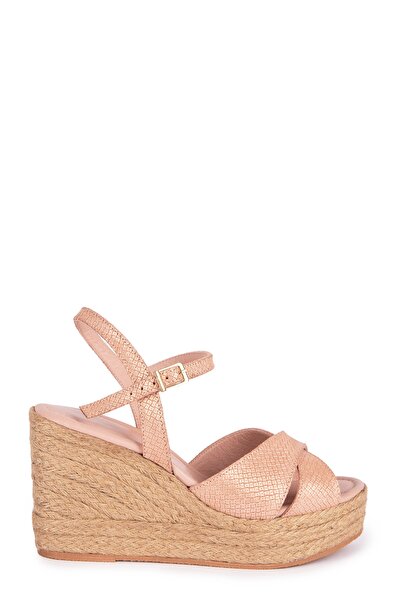 Elile Shoes Hakiki Deri Natura Baskılı Topuklu Kadın Sandalet 34-35-41-42-43-...