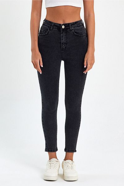 geenz manifacture Καπνιστό ψηλόμεσο στενό πόδι Power Lycra Enhancer Super Skinny Lycra Jeans Pantalon