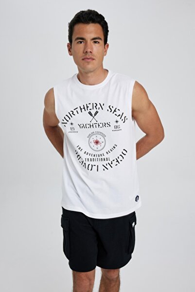 DeFacto Велосипедна яка с щампа за обикновена кройка 100% памук A5700ax23hs