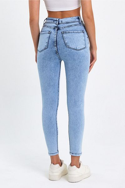 geenz manifacture Pantaloni din denim din lycra cu talie înaltă