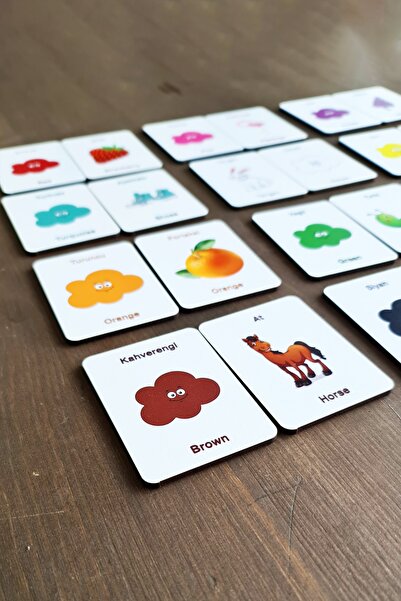 metafortoys Ahşap Zeka Kartları Eşleştirme Oyunu Ahşap Pazıl Oyuncak (renkler)