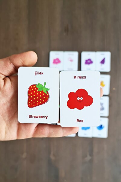 metafortoys Ahşap Zeka Kartları Eşleştirme Oyunu Ahşap Pazıl Oyuncak (renkler)