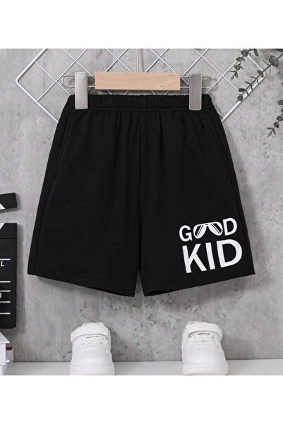 LOUİSA Dětské černé šortky s potiskem Good Kid