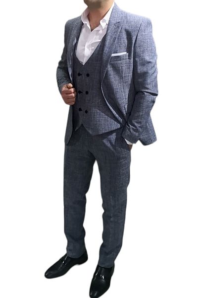 BayAygün 3013 Curved Vest Suit_navy blue