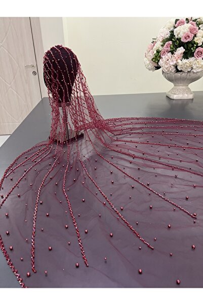 ZEN DUVAK Burgundy Stripe Veil