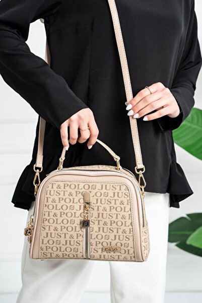 Just Polo حقيبة كتف نسائية من الجلد النباتي الفاخر متعددة الأقسام 02057