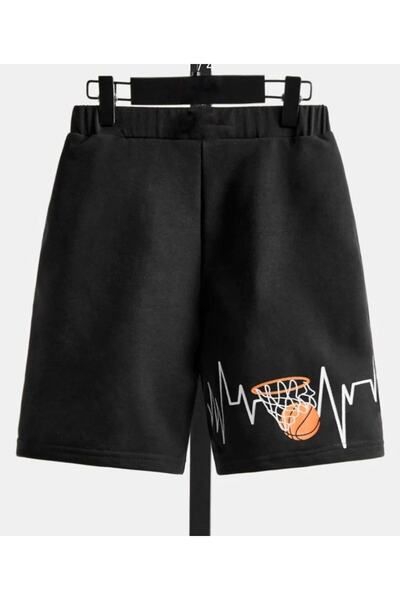 LOUİSA Çocuk Siyah Basketbol Baskılı Şort