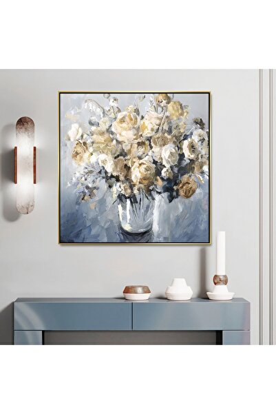 Markazip Altın Metal Çerçeveli Kanvas Tablo 70x70cm Kod: Lk495-a